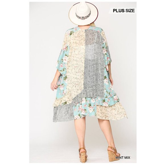 Boho Floral Gypsy Hippie Kimono Duster Cardigan - Picture 3 of 9